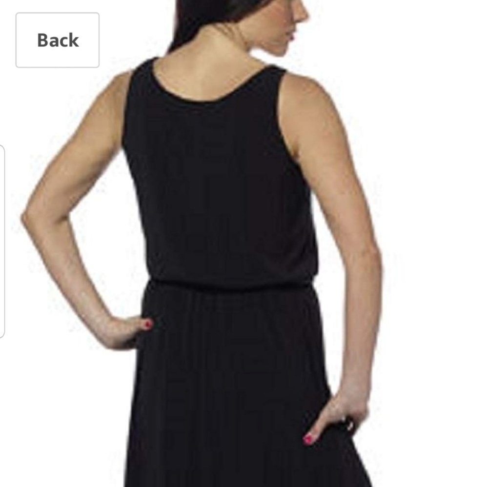 Black slit cruise belted maxi dress vacation CY - Picture 3 of 7